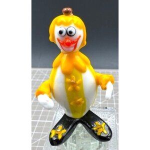 Global Village Glass Clown Figure Smiling Yellow 2 3/4"